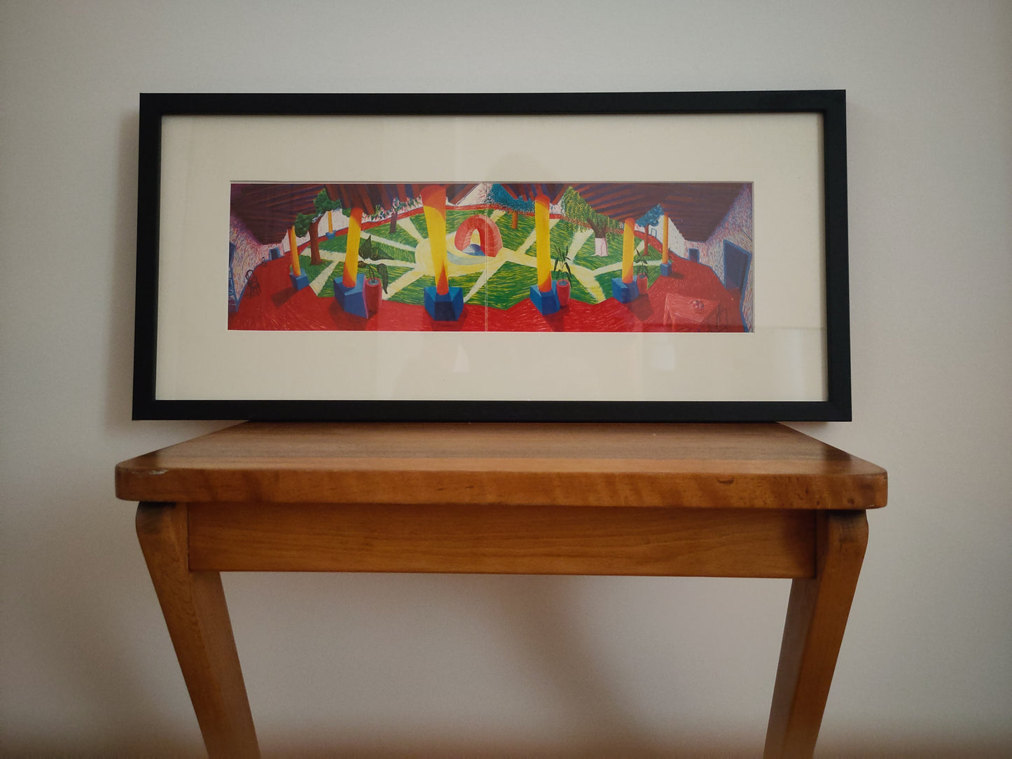 Framed David Hockney Exhibition invite card, Knoedler Gallery, London 1985