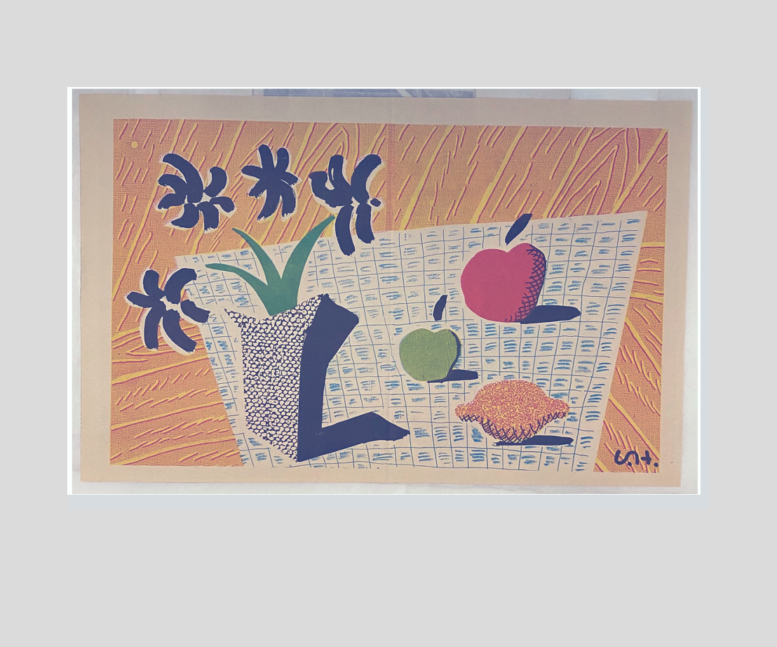 Two Apples and One Lemon and Four Flowers, 1988 - David Hockney
