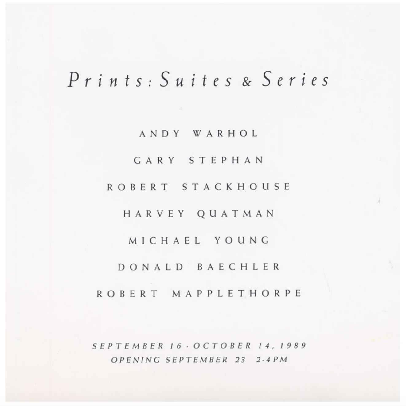 Prints: Suites and Series Exhibition Announcement Card