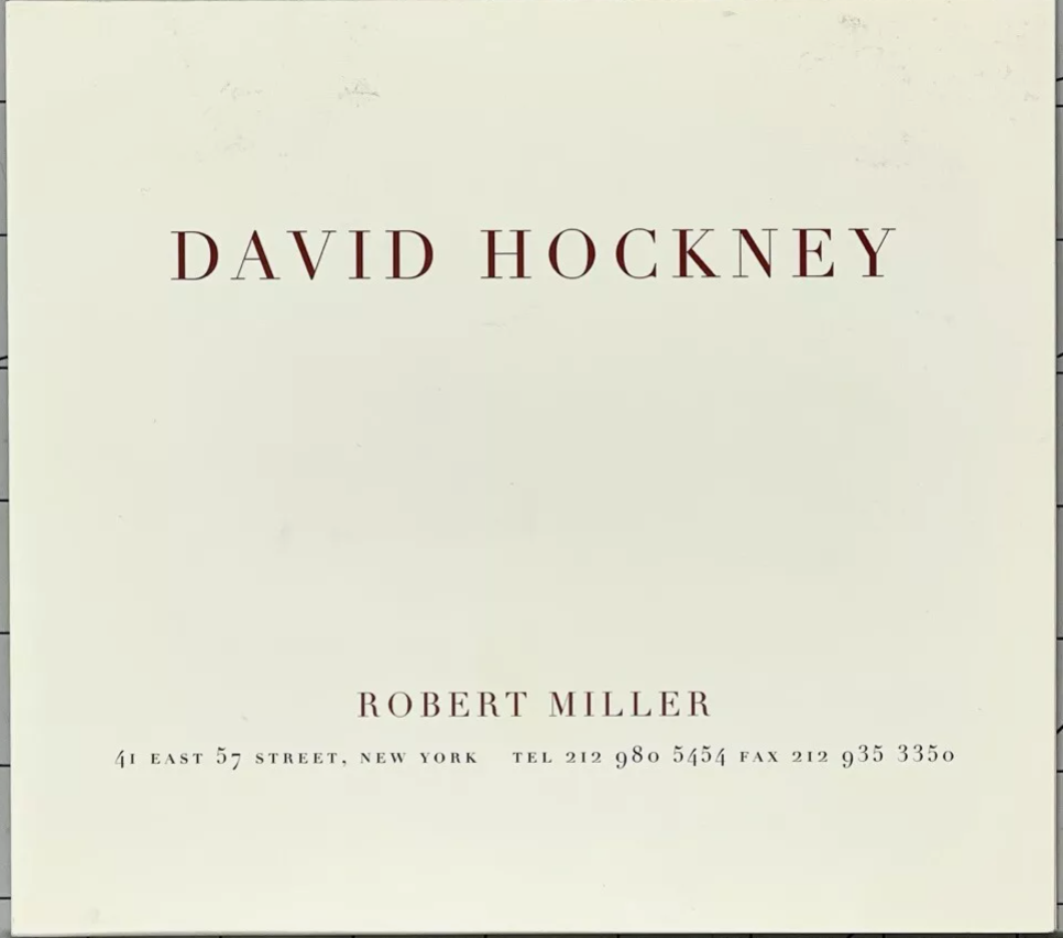 Framed David Hockney exhibition card, 1996. Paintings and Photographs of Paintings