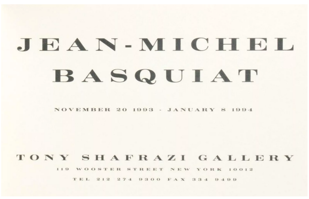 Jean-Michel Basquiat exhibition announcement card 1993