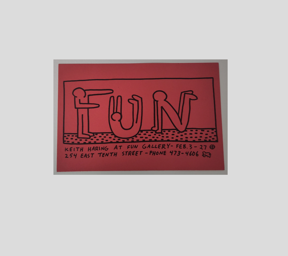 Keith Haring Fun Gallery Exhibition Card 1983